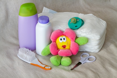 Group of things for baby care healthの写真素材
