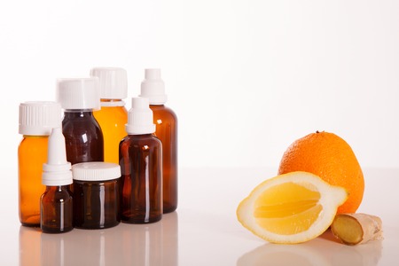 Folk home medicine VS Chemical medicineの写真素材