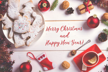 Christmas sweets baking cookies on the plate.