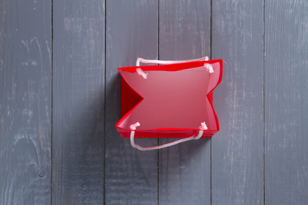 Empty paper bag from top viewの写真素材