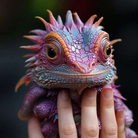 Close-up of Green Iguana -Iguana iguana-- Corozal, Belizeの素材