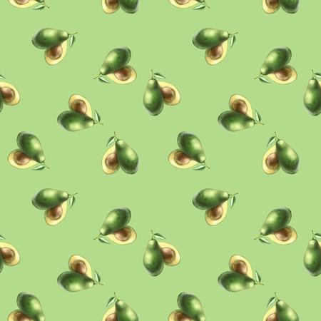 Patern.Patern avocado on a light green backgroundの写真素材