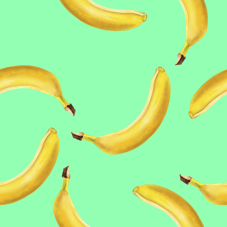 Banana pattern. Banana pattern isolated on a light green background. Patternの写真素材