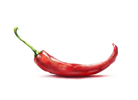 Chilli. Figure hot pepper isolated on white backgroundの写真素材