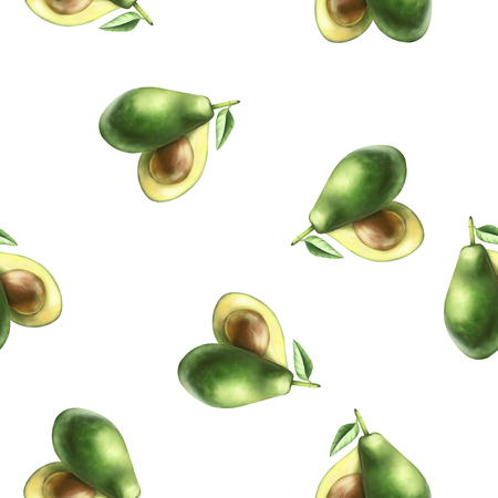 Avocado Patern.Patern on a white backgroundの写真素材