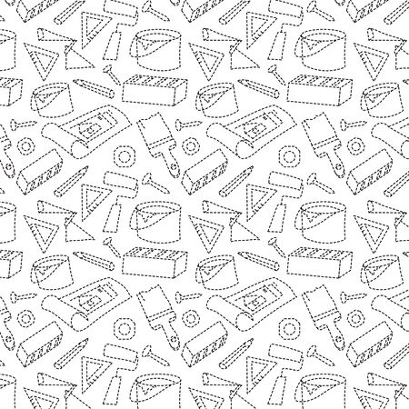Seamless pattern with elements of construction. Builder's professionのイラスト素材