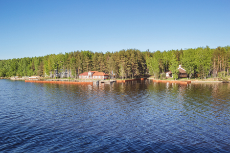 Boat station near the village of Okhotino in the Myshkinsky district of the Yaroslavl regionのeditorial素材