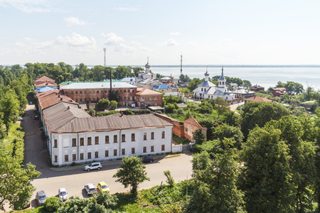 View of the Christmas Rostov Monastery, the Church of St. Nicholas the Wonderworker on the Podozerye and Lake Nero in Rostov the Greatのeditorial素材