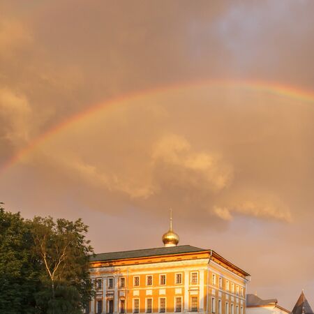 Rainbow over the Metropolitan Charms in the Rostov Kremlin, Yaroslavl Regionのeditorial素材