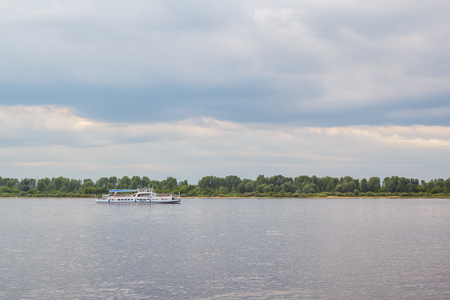 Walking Ship goes along the river coast of Volgaの写真素材