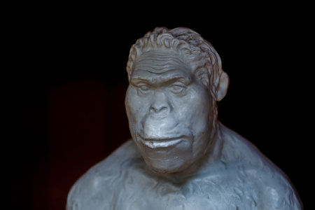 Bust of Ancient Man on black background