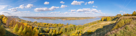 Landscape of Oka river in the Nizhny Novgorod region at autumn, Russiaの写真素材