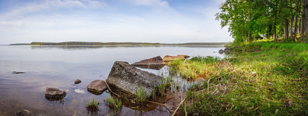 Spring view of Lake Seligerの写真素材