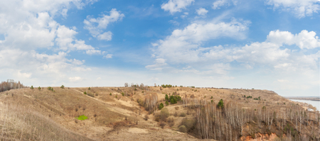 Mountain over the river in springの写真素材