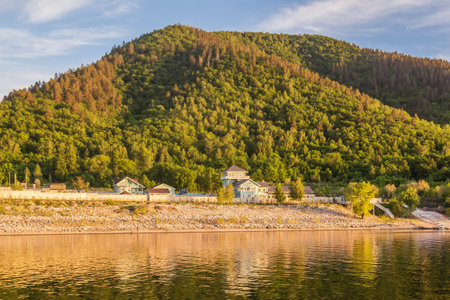 Beautiful mansion on the banks of the Volga in the Zhiguli Mountains, Russiaの写真素材
