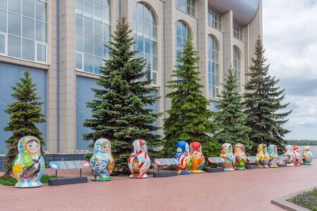 Samara city, Samara region/Russia - may 21 2019: Matryoshka dolls in front of CSKA building on the embankmentのeditorial素材