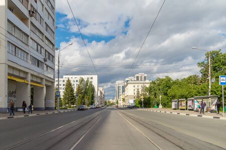 Samara city, Samara region/Russia - may 21 2019: Street with tram tracks on a sunny dayのeditorial素材