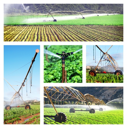 Collage of irrigation imagesの写真素材