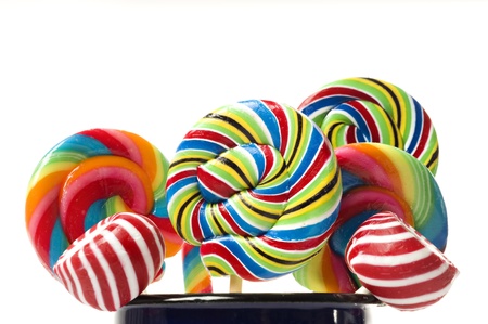 Sugar candy lollipop collection on whiteの写真素材