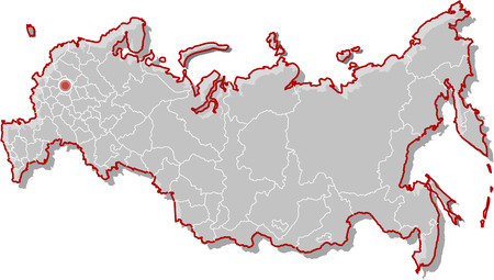 Vector map of russia gray with red  strokesのイラスト素材
