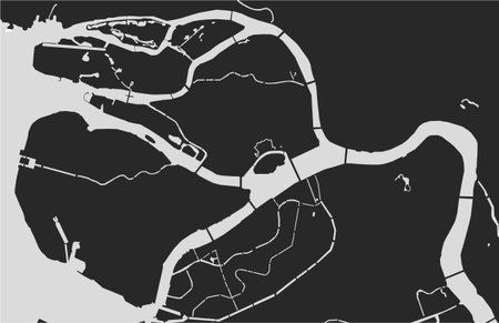Vector map of rivers and canals of the center of Saint Petersburg