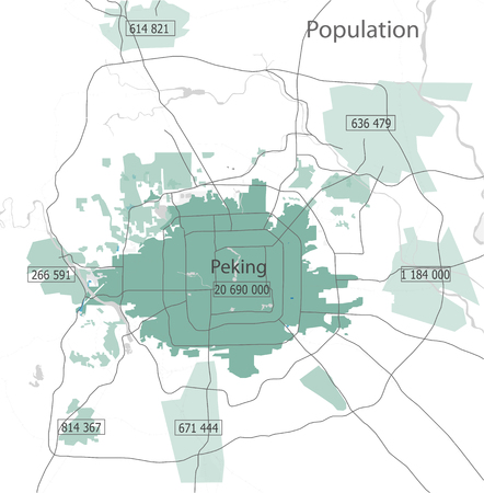 vector map of the city of Peking population, Chinaのイラスト素材