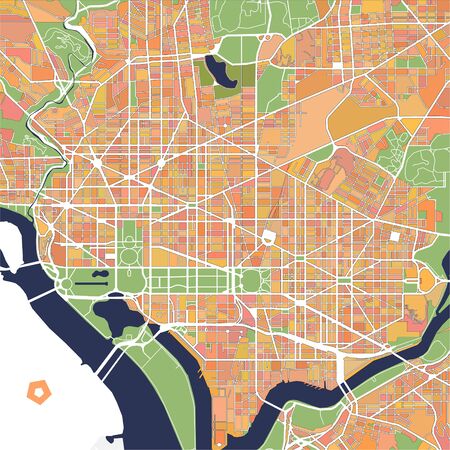 Map of the city of Washington, D.C., USAのイラスト素材