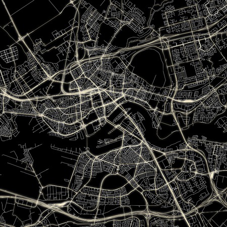illustration map of the city of Rotterdam, in South Holland, Netherlandsの写真素材