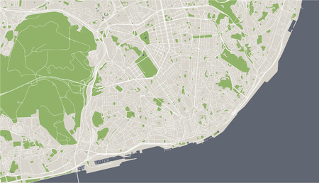 vector map of the city of Lisbon, Portugalのイラスト素材