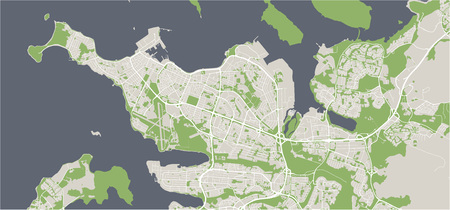illustration map of the city of Reykjavik, Capital Region, Icelandのイラスト素材