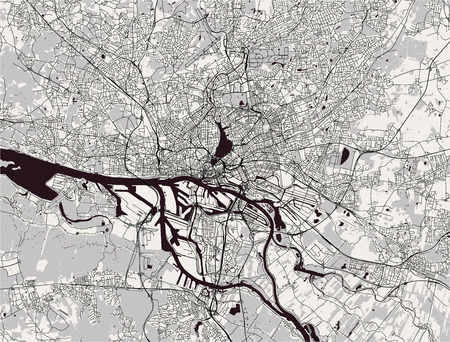 vector map of the city of Hamburg, Free and Hanseatic City of Hamburg, Germanyのイラスト素材