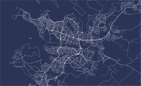 illustration map of the city of Reykjavik, Capital Region, Icelandのイラスト素材