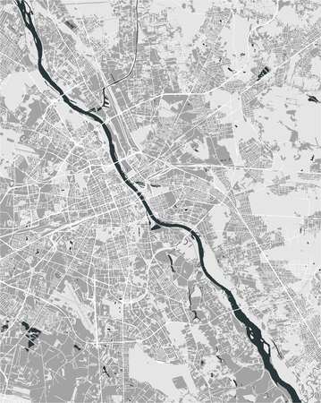 Vector map of the city of Warsaw, Polandのイラスト素材