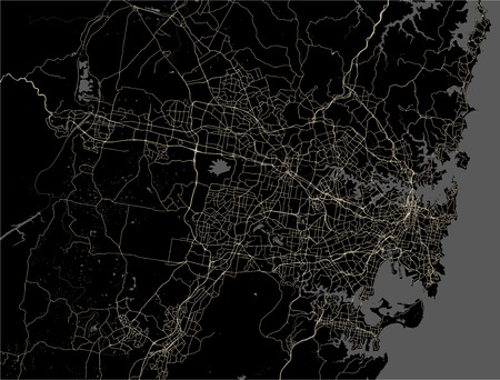 vector map of the city of Sydney, New South Wales, Australiaのイラスト素材