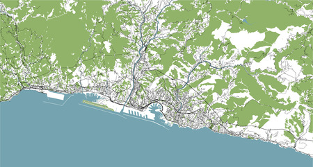 vector map of the city of Genova, Liguria, Italy, Europeのイラスト素材