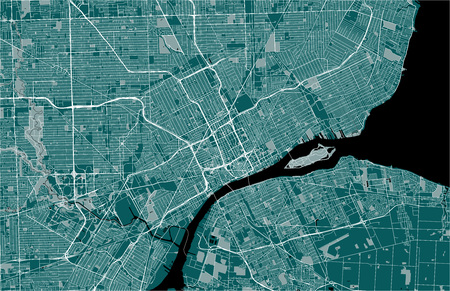 vector map of the city of Detroit, Michigan, USAのイラスト素材