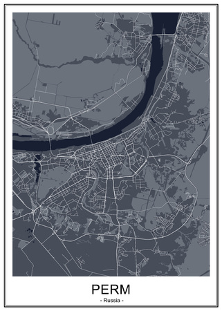 map of the city of Perm, Russiaのイラスト素材
