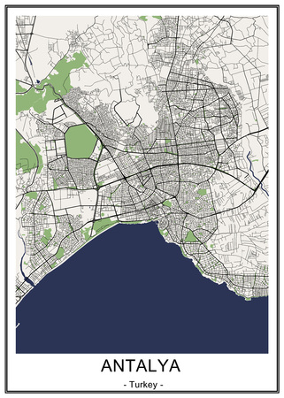 map of the city of Antalya, Turkeyのイラスト素材