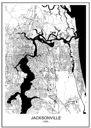 map of the city of Jacksonville, Florida, USAのイラスト素材