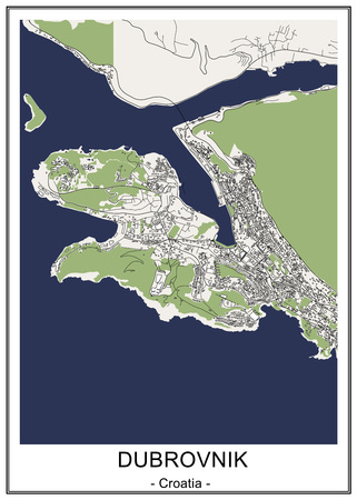 vector map of the city of Dubrovnik, Croatiaのイラスト素材