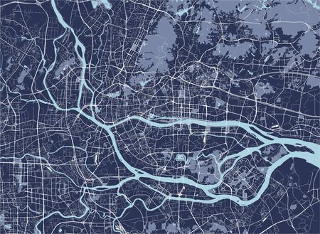 vector map of the city of Guangzhou, Canton, Kwangchow, People's Republic of Chinaのイラスト素材