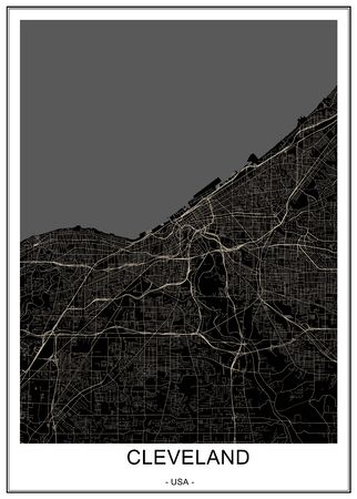 map of the city of Cleveland, Ohio, USAのイラスト素材