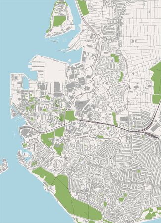 vector map of the city of Portsmouth, Hampshire, South East England, England, UKのイラスト素材