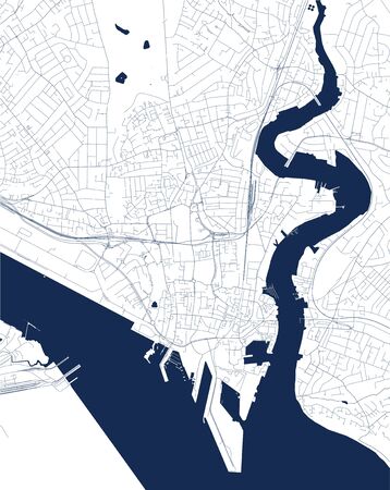 vector map of the city of Southampton, Hampshire, South East England, England, UKのイラスト素材