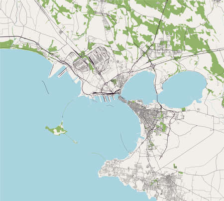 map of the city of Taranto, Italyのイラスト素材