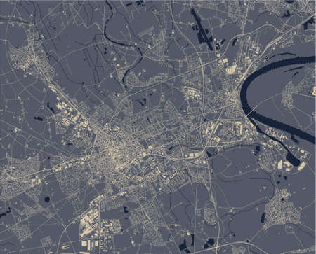 map of the city of Krefeld, Germanyのイラスト素材