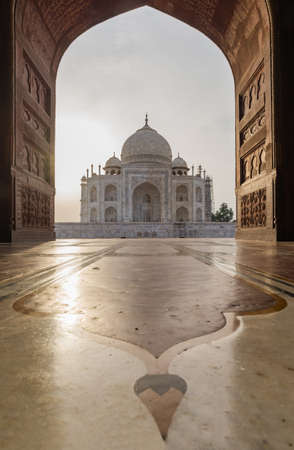 View from Taj Mahal Mosque, Agra, Utter Pradesh, Indiaのeditorial素材