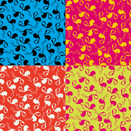 set vector pattern, seamless wallpaper with pink flamingosのイラスト素材