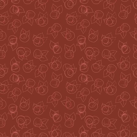 vector pattern print , seamless wallpaper with hazelnutsのイラスト素材