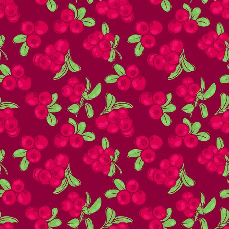 vector seamless wallpaper pattern with the image of the berries cowberriesのイラスト素材